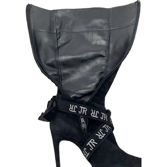 Vintage JOHN RICHMOND Women Boots US 9 EU 39 Zip-Up Suede Leather High Heels - Picture 12 of 13